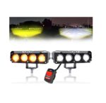 A2D 4 Led Mini Drive Car Fog Light Projector Color White-Yellow 12V with Switch Set of 2