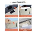 A2D Car Tissue Paper Holder Sun visor & Backseat Napkin Case Tissue Box - Beige - Image 3