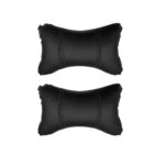 A2D Car Neck Rest Pillow Cushion Set Headrest Support with Adjustable Strap - Black