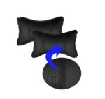 A2D Car Neck Rest Pillow Cushion Set Headrest Support with Adjustable Strap - Black - Image 2