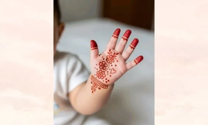 Floral Palm Mehendi Design for Kids