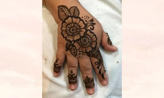 Double Flower Mehendi Design for Kids