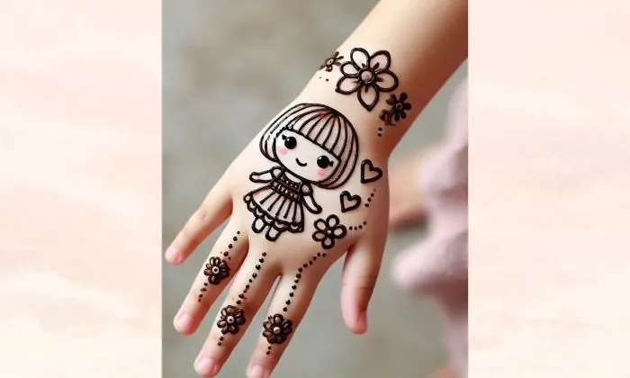 Doll Inspired Mehendi Design for Kids