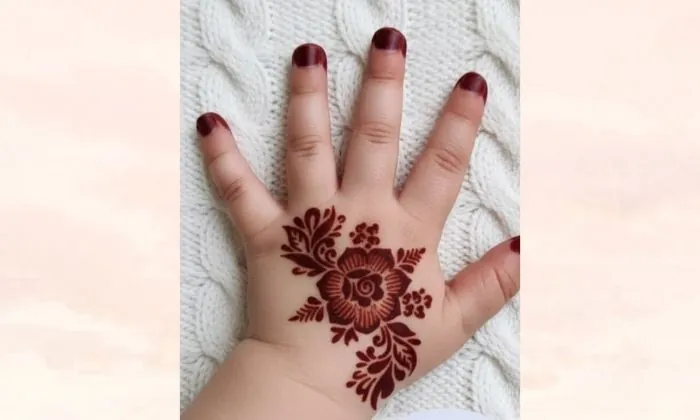 Flower Centre Palm Mehendi for Kids