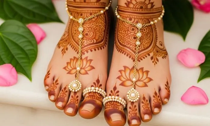Jewellery Style Foot Mehndi Design Jewellery Style Foot Mehndi Design