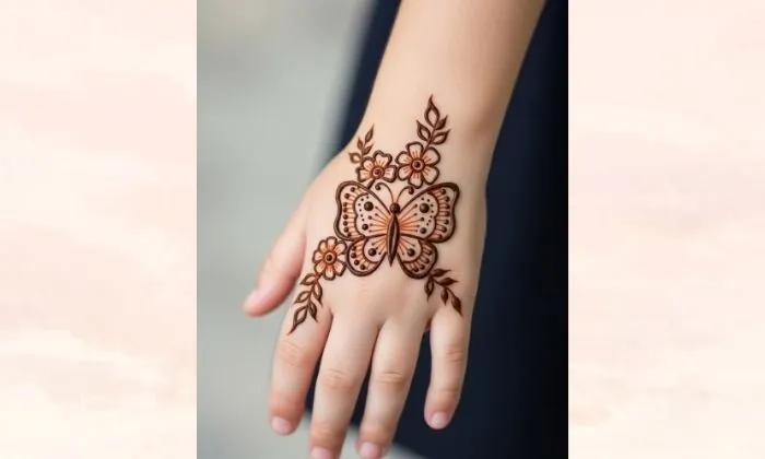 Butterfly Mehendi Design for Kids