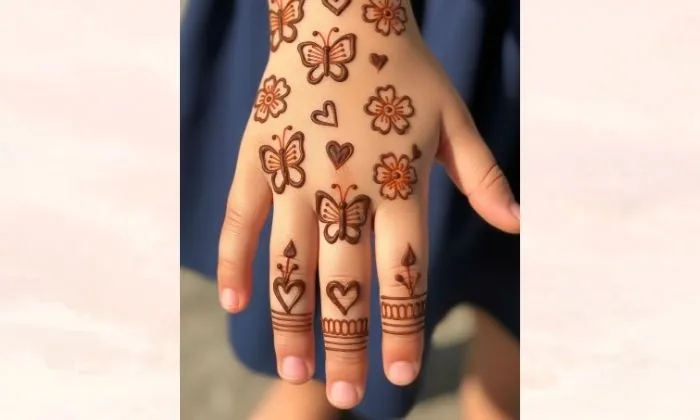 Butterfly Finger Mehendi Design for Kids