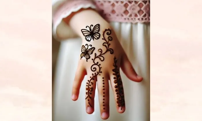 Butterfly Vine Mehendi Design for Kids