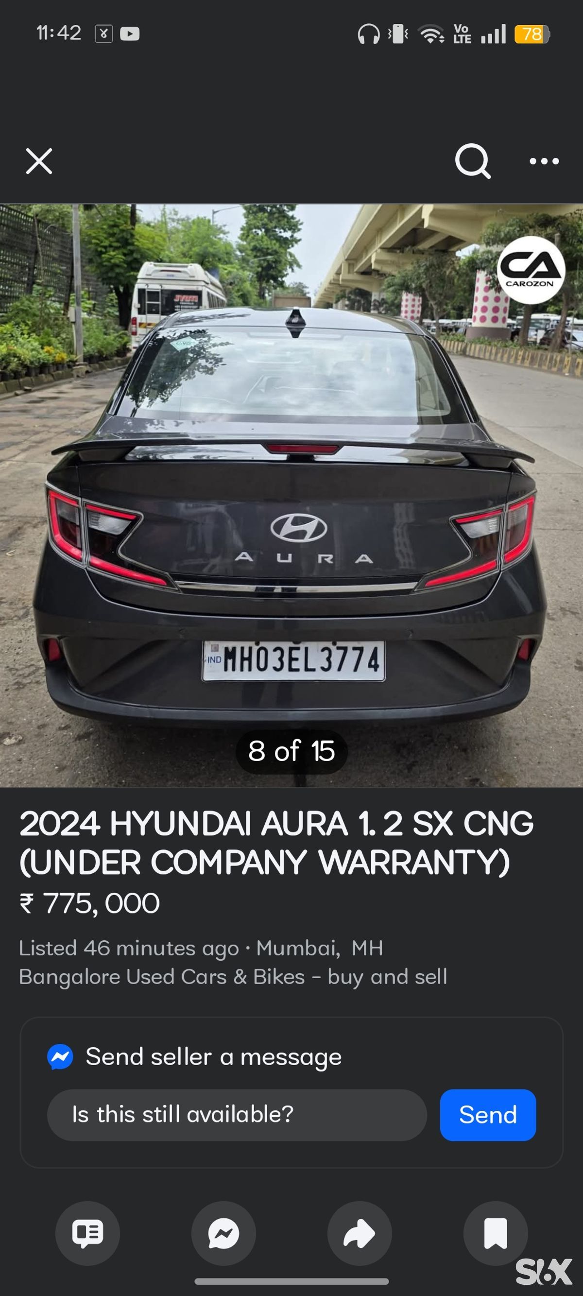 Hyundai Aura 12-sx-cng Used cars in Fueltype-petrol