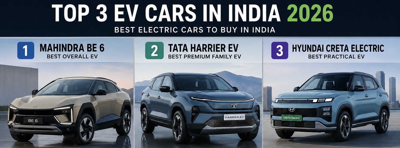 Top 3 EV Cars in India (2026)